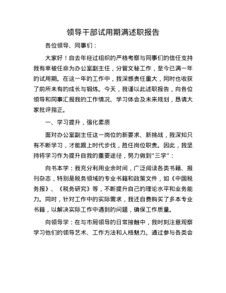 领导干部试用期满述职报告.docx