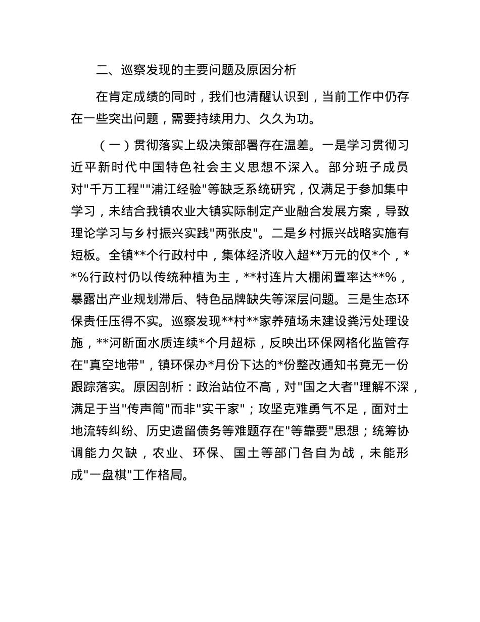 镇X委书记巡察情况汇报材料.docx_第3页