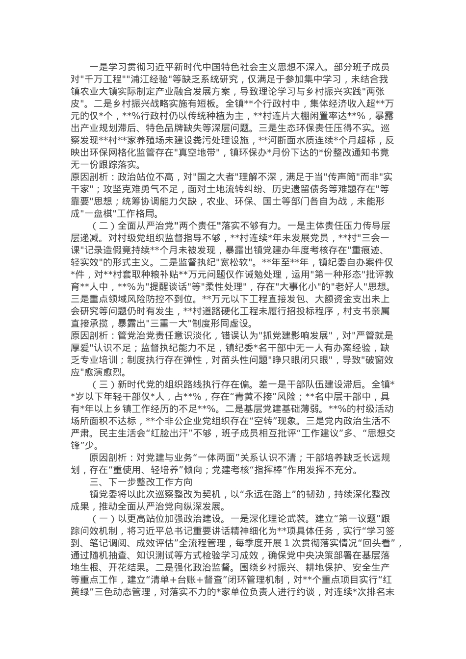 镇党委书记巡察情况汇报材料.docx_第2页