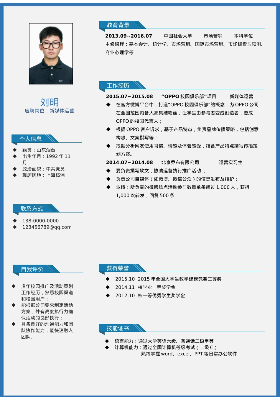 免费简历模板-稳重大气单页23.docx_第1页