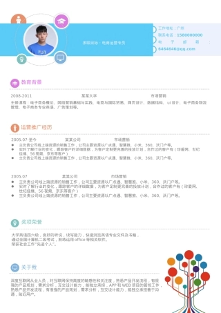 免费简历模板-活泼明朗单页14.docx