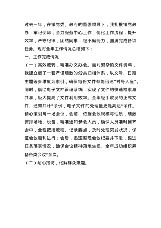2024年乡镇党政办工作人员年度工作总结(1).docx