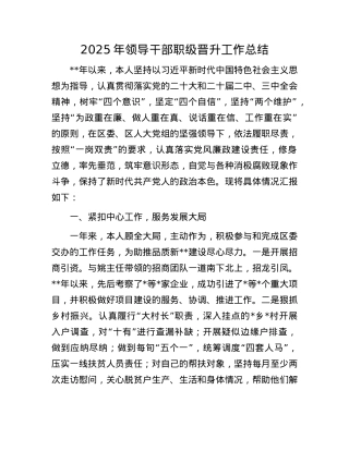 2025年领导干部职级晋升工作总结.docx