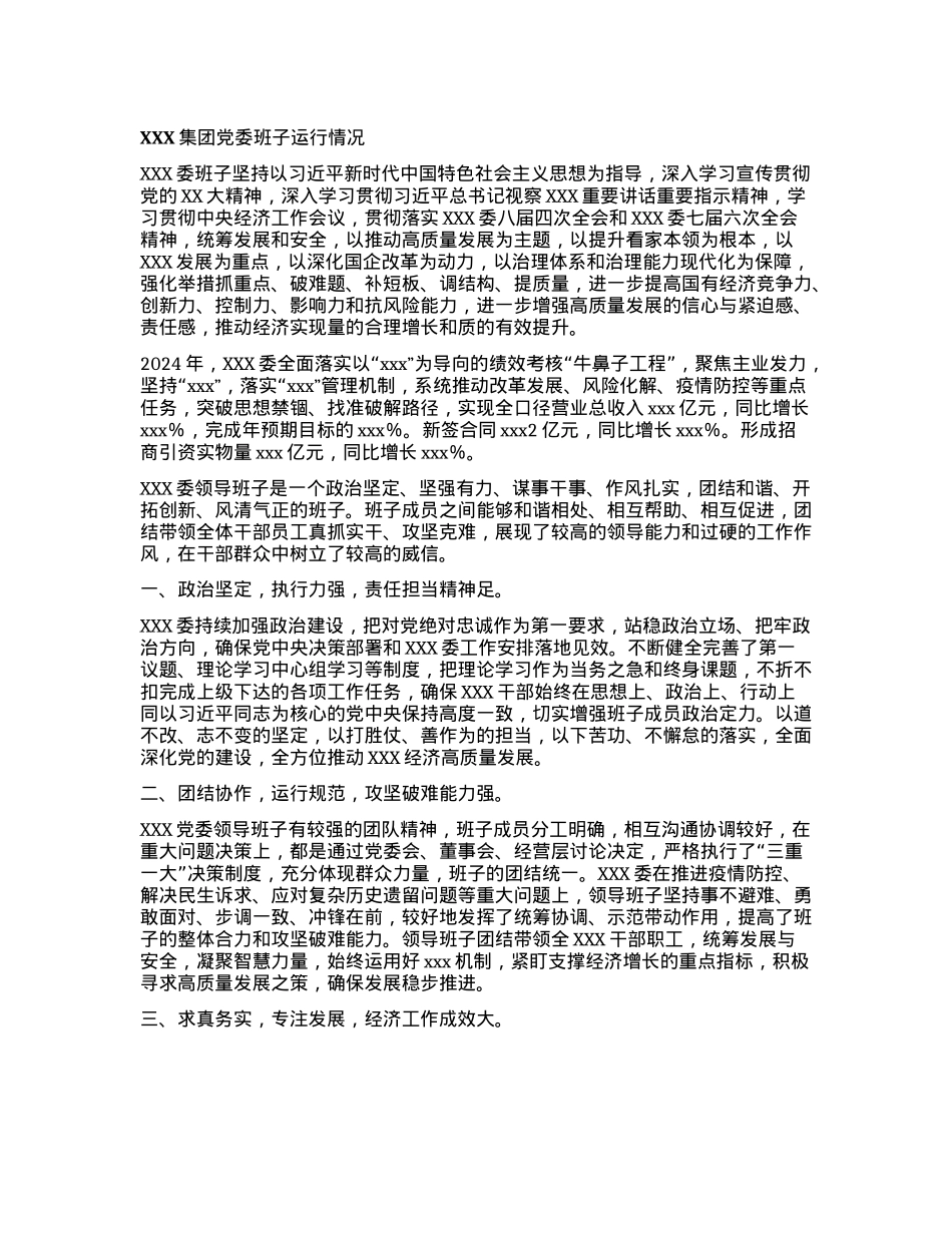 XXX集团X委班子运行情况(1).docx_第1页