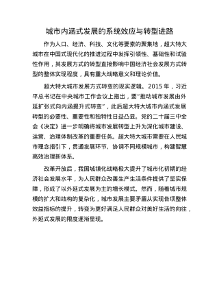 城市内涵式发展的系统效应与转型进路(1).docx