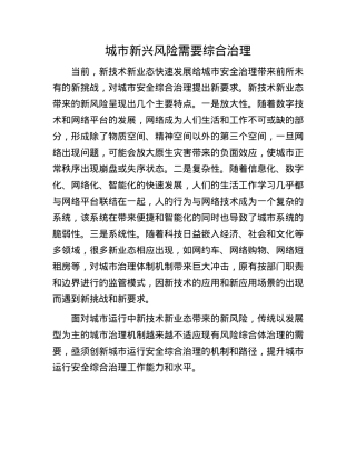 城市新兴风险需要综合治理(1).docx