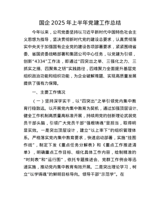 国企2025年上半年X建工作总结.docx