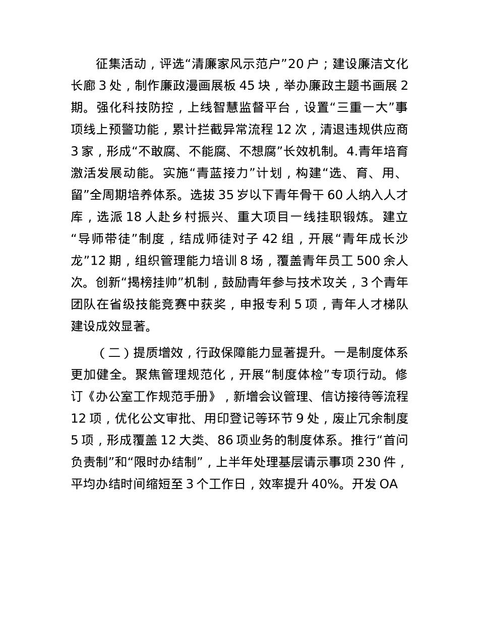 国企公司办公室2025年上半年工作总结暨下半年工作计划.docx_第3页