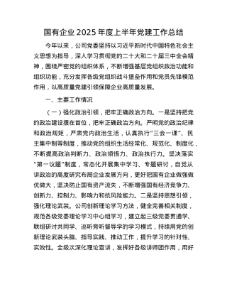 国有企业2025年度上半年X建工作总结.docx