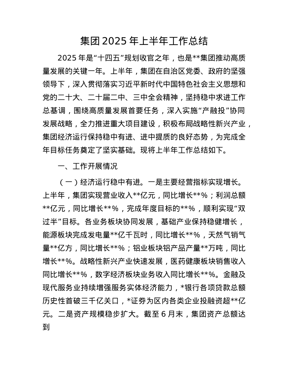 集团2025年上半年工作总结.docx_第1页
