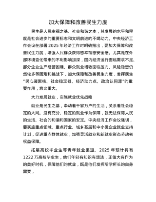 加大保障和改善民生力度(1).docx