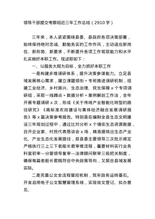 领导干部提交考察组近三年工作总结（2910字）.docx