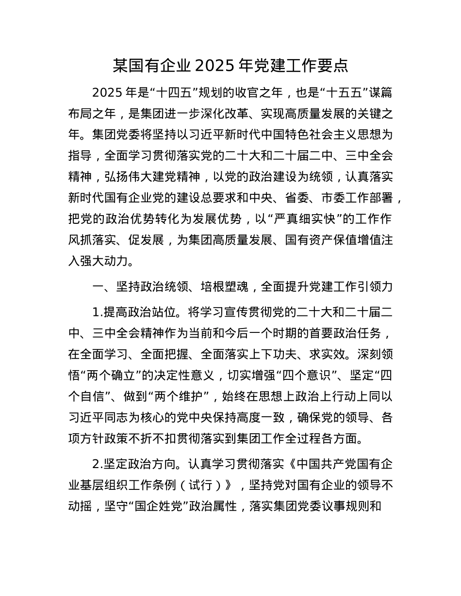 某国有企业2025年X建工作要点(1).docx_第1页