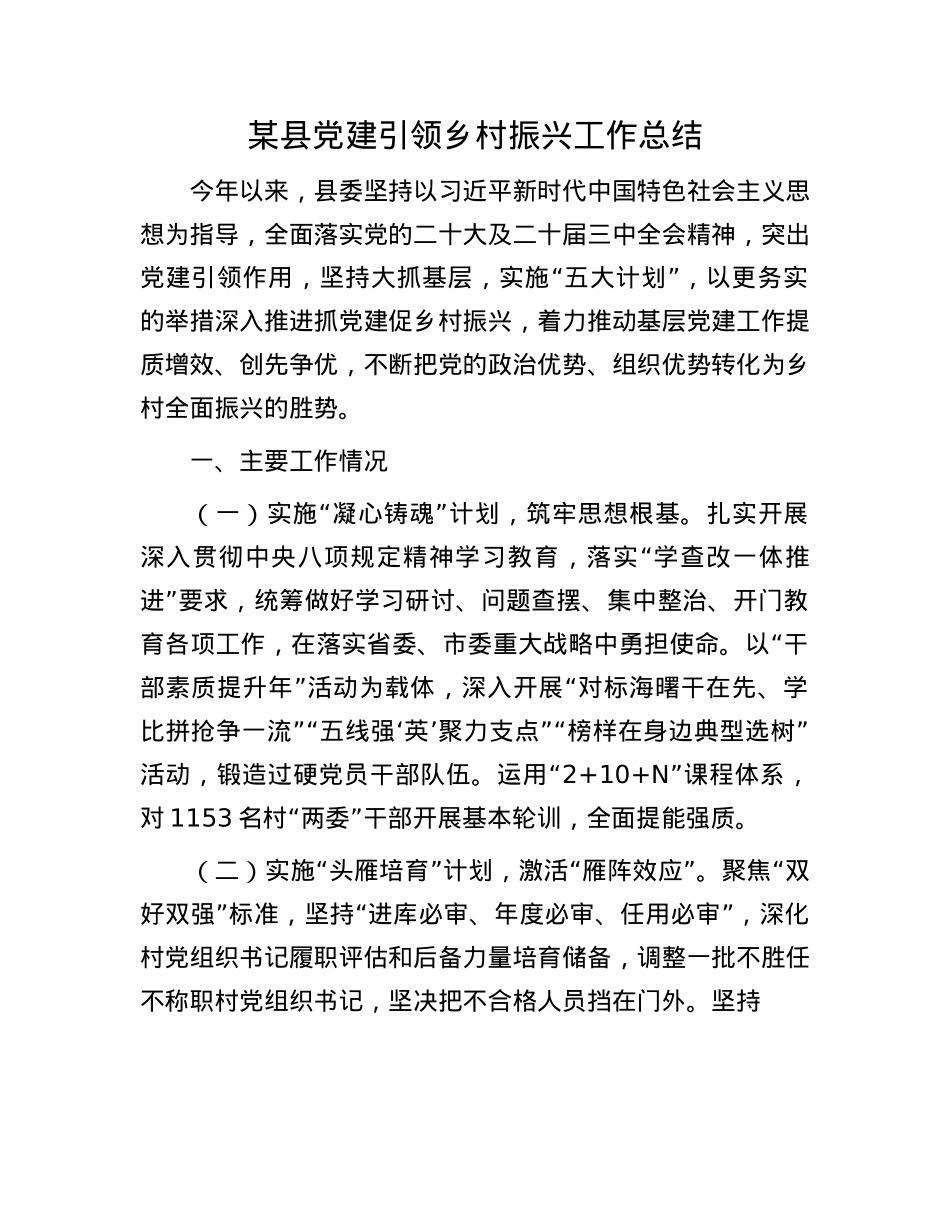 某县X建引领乡村振兴工作总结.docx_第1页
