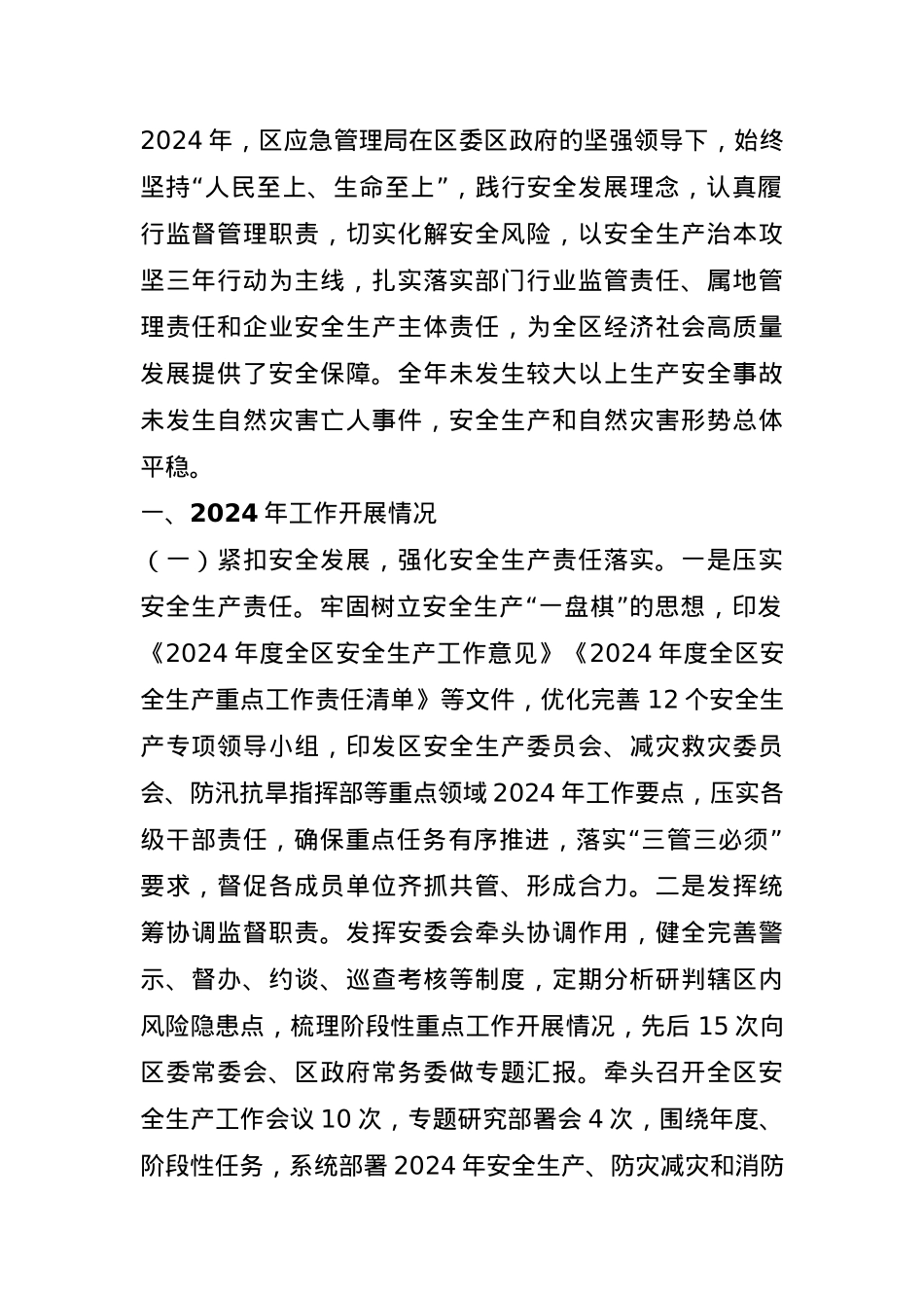 区应急管理局2024年工作总结及2025年工作计划(1).docx_第1页