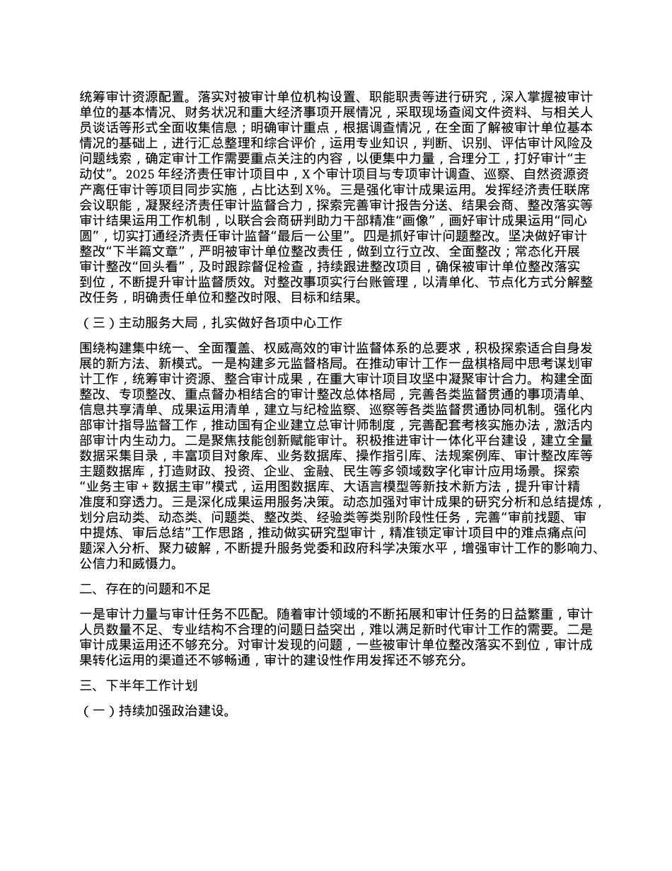 审计局2025年上半年工作总结及2025年下半年工作计划.docx_第2页
