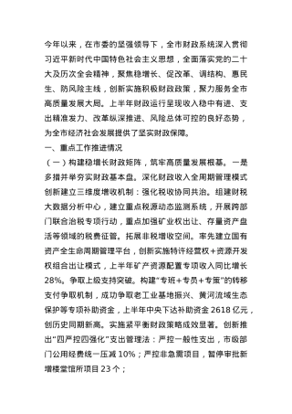 市财政局2025年上半年工作总结和下半年工作计划.docx