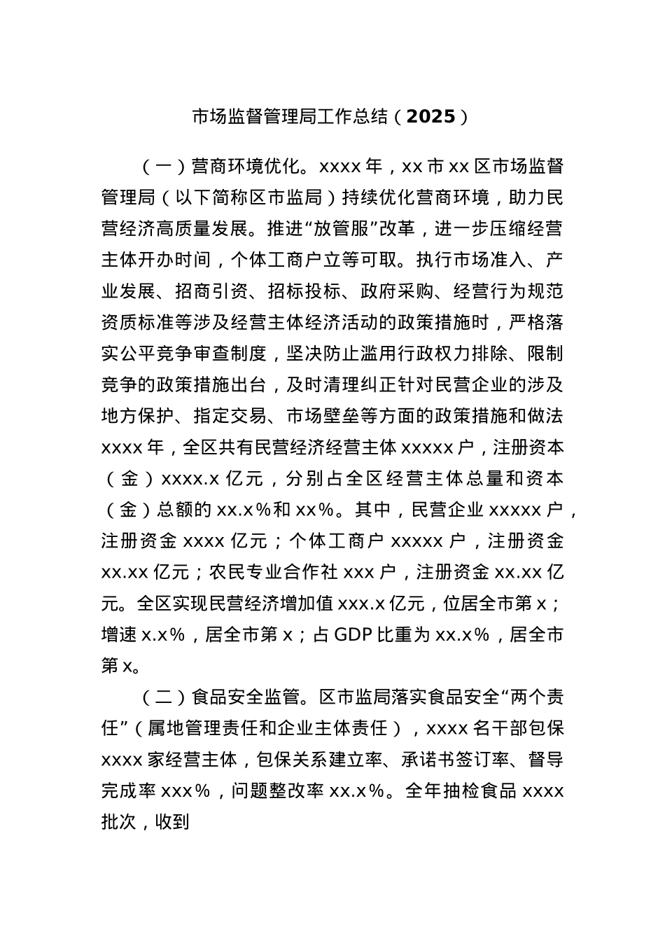 市场监督管理局工作总结（2025）.docx_第1页