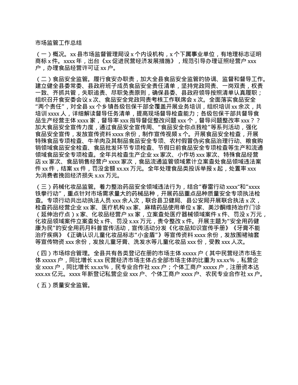 市场监管工作总结.docx_第1页