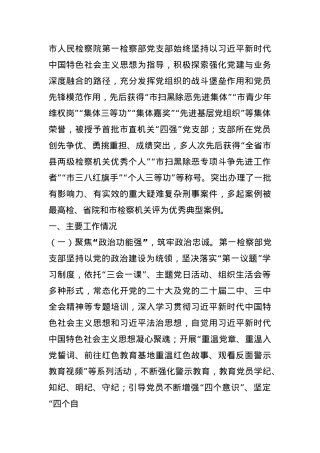 市人民检察院党支部党建工作总结.docx