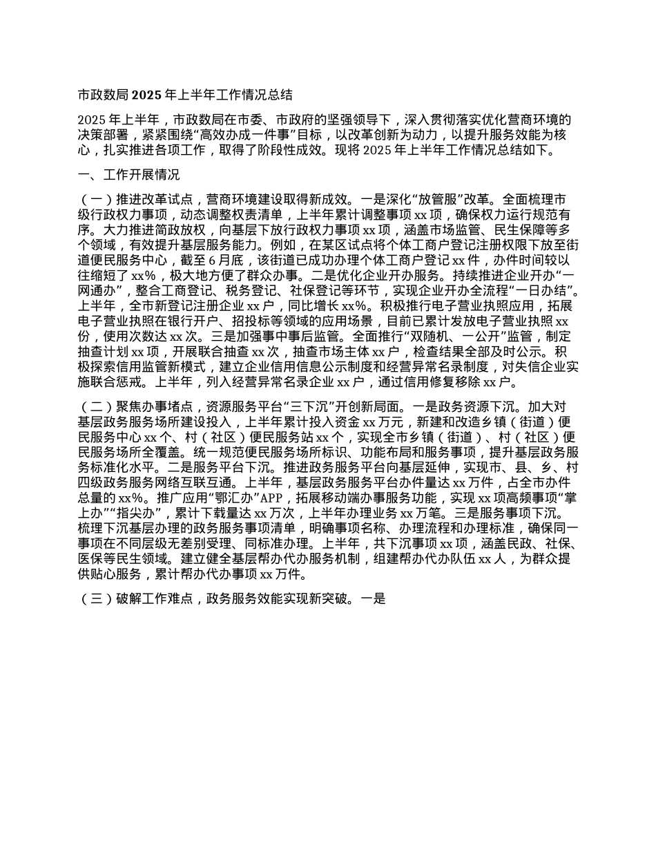 市政数局2025年上半年工作情况总结.docx_第1页