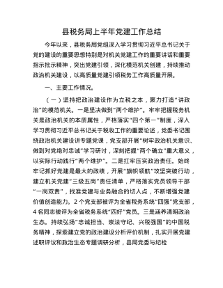 县税务局上半年X建工作总结.docx
