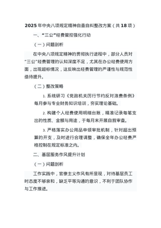2025 年中央BXGD精神自查自纠整改方案（共18项）.docx