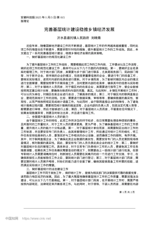 2025.01完善基层统计建设稳推乡镇经济发展_沂水县道托镇人民政府__刘晓青.docx