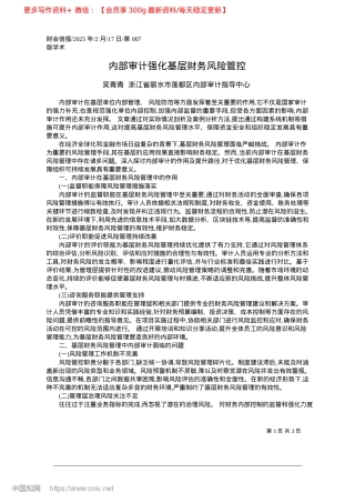 2025.02内部审计强化基层财务风险管控_吴青青__浙江省丽水市莲都区内部审计指导中心.docx