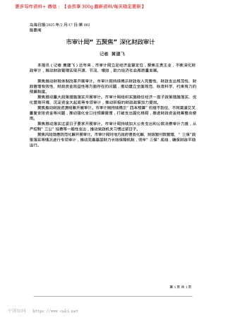 2025.02市审计局“五聚焦”深化财政审计_记者__黄建飞.docx