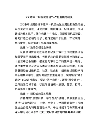 XX市审计局强化X建“+”打造模范机关.docx