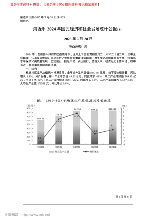 2025.03海西州2024年国民经济和...会发展统计公报~(【1】)_海西州统计局.docx