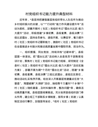 村X组织书记能力提升典型材料.docx