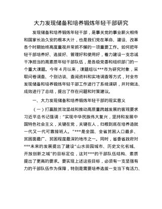 大力发现储备和培养锻炼年轻干部研究.docx