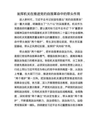 发挥机关在推进X的自我革命中的带头作用.docx