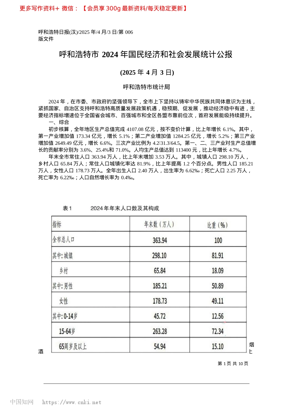 2025.04呼和浩特市2024年国民经济和社会发展统计公报_呼和浩特市统计局.docx_第1页