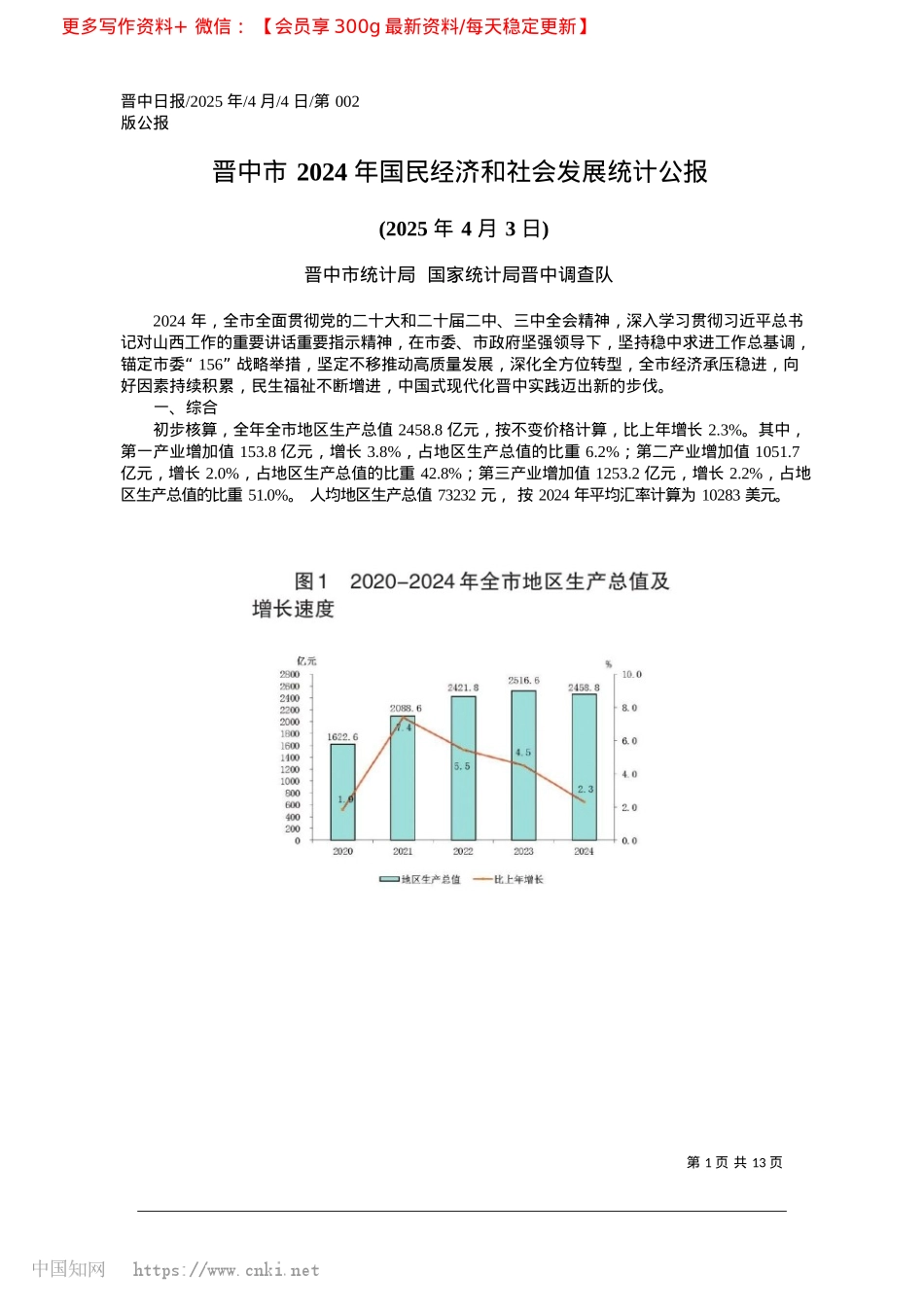 2025.04晋中市2024年国民经济和社会发展统计公报_晋中市统计局__国家统计局晋中调查队.docx_第1页