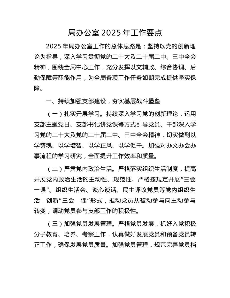 局办公室2025年工作要点.docx_第1页