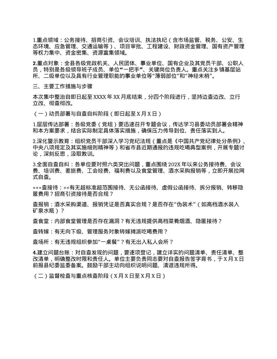 某某县纪委监委关于开展违规吃喝问题集中整治的工作方案.docx_第2页
