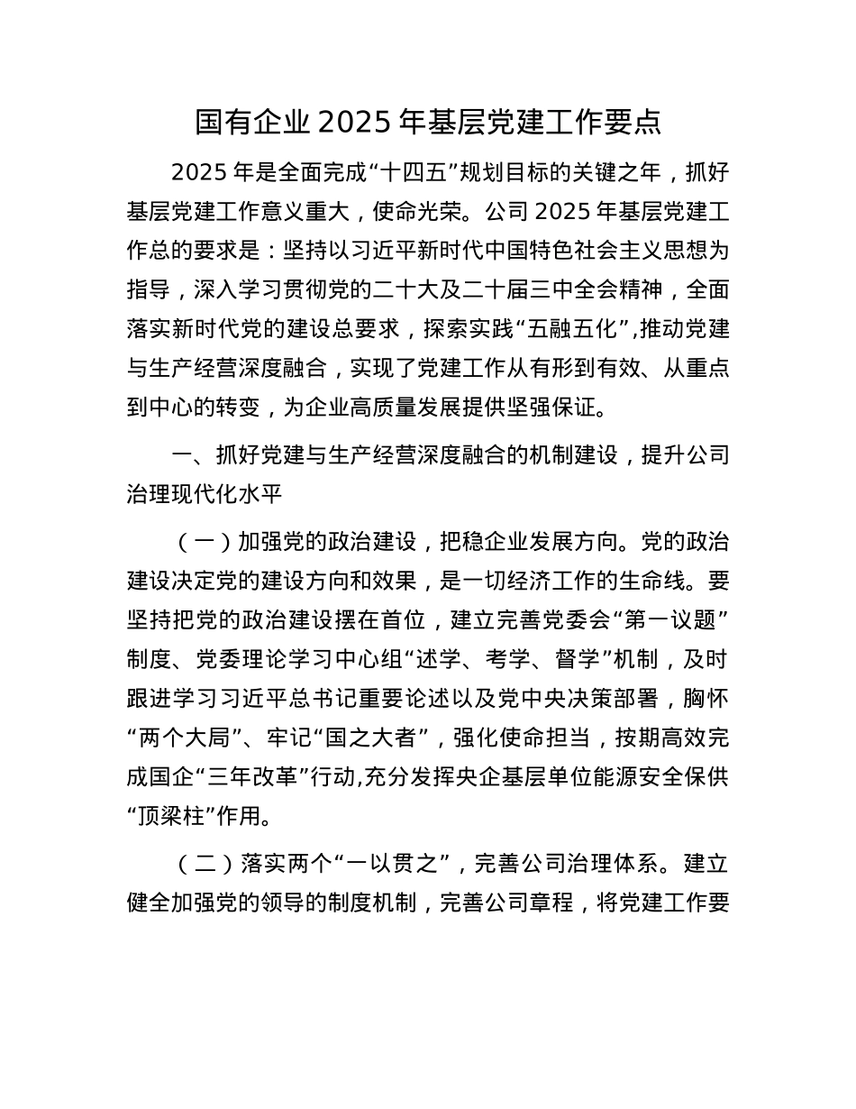 国有企业2025年基层X建工作要点.docx_第1页