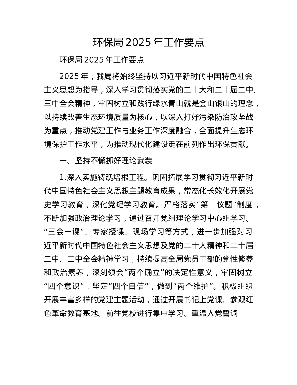 环保局2025年工作要点.docx_第1页