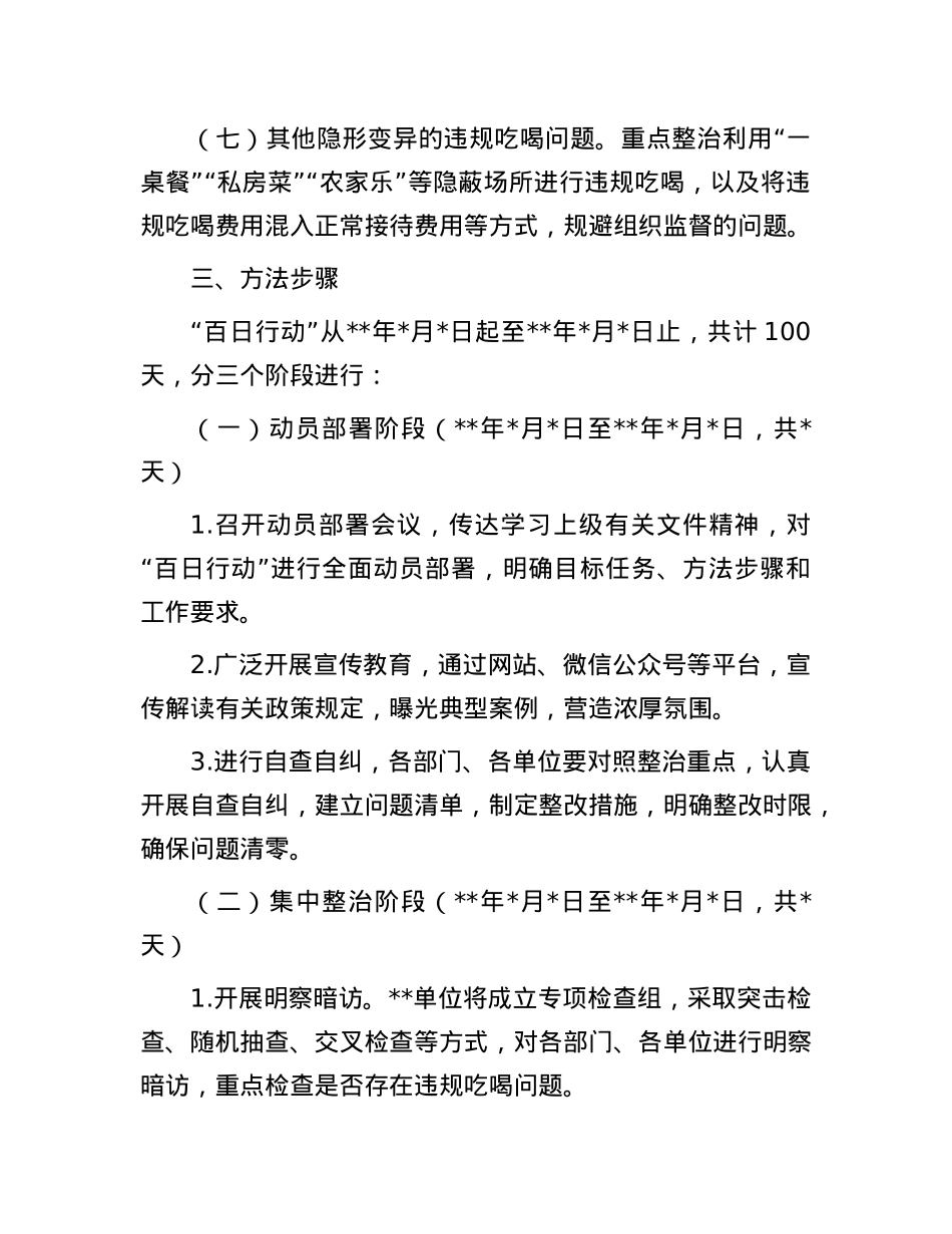 违规吃喝专项整治“百日活动”行动实施方案.docx_第3页