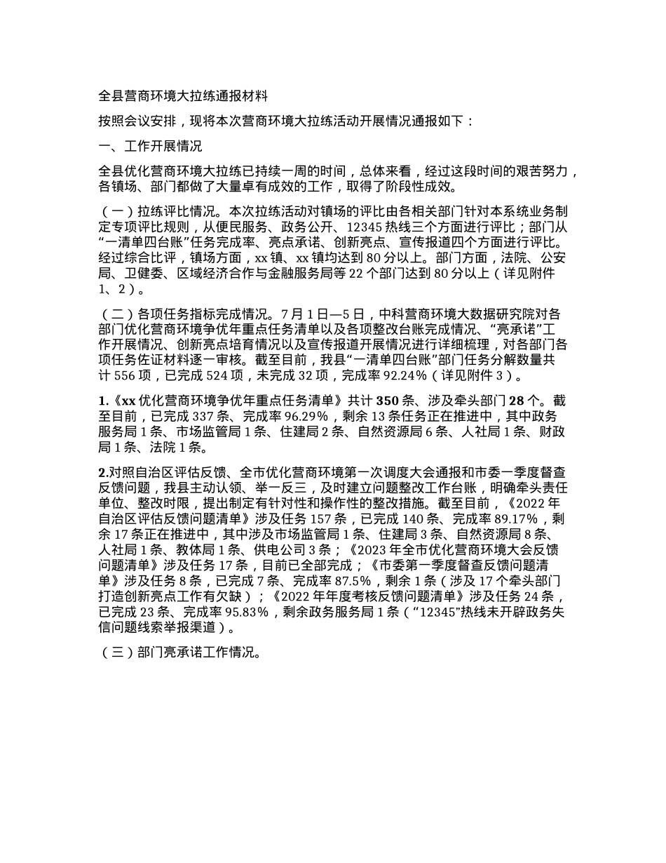 全县营商环境大拉练通报材料(1).docx_第1页