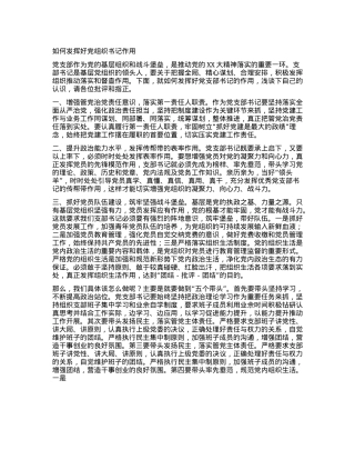 如何发挥好X组织书记作用.docx