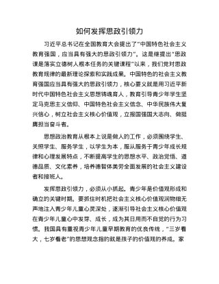 如何发挥思政引领力(1).docx