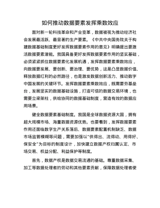 如何推动数据要素发挥乘数效应.docx