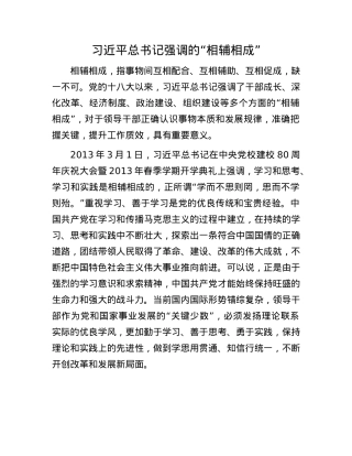 习近平总书记强调的“相辅相成”.docx