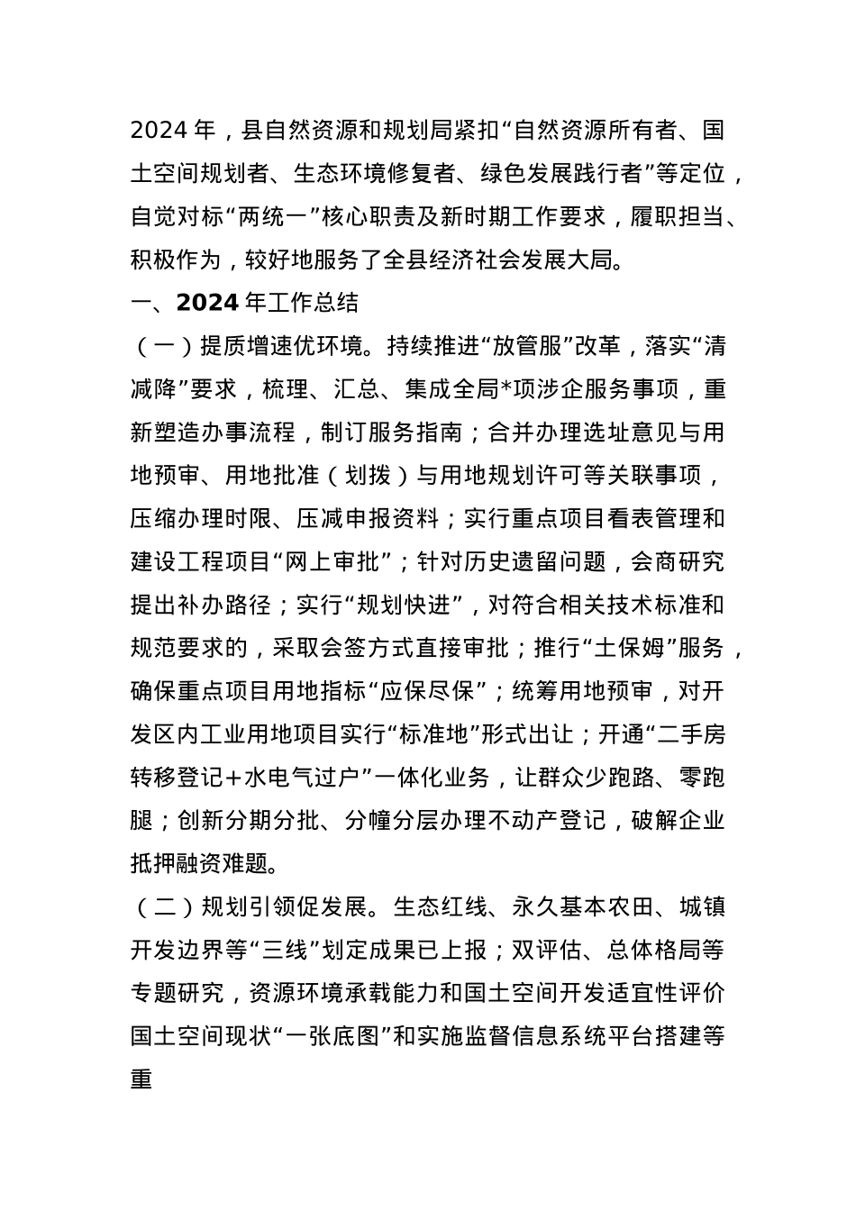 县自然资源和规划局2024年工作总结.docx_第1页