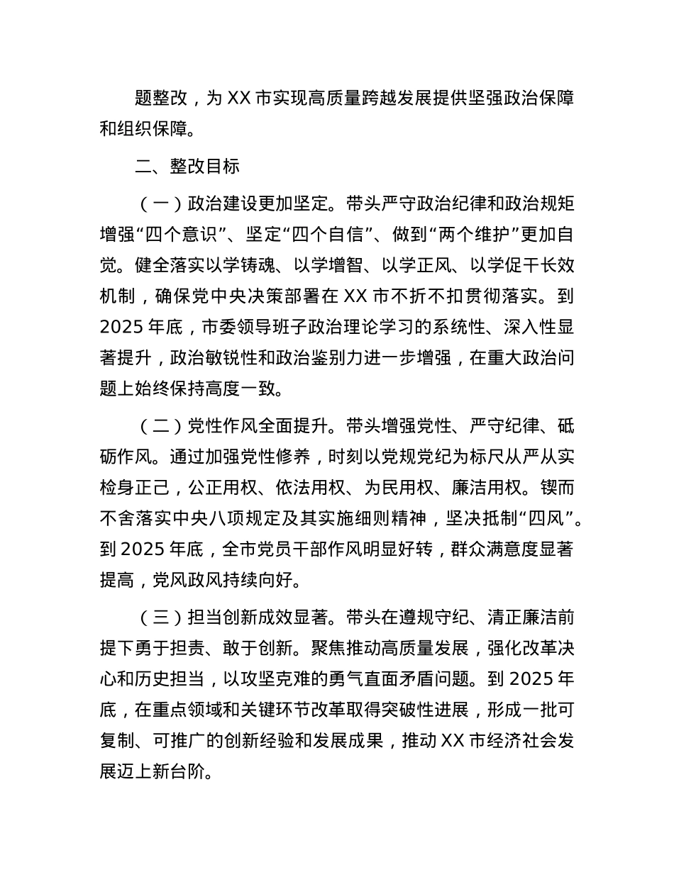 市委领导班子关于2024年度民主生活会查摆问题整改方案.docx_第2页