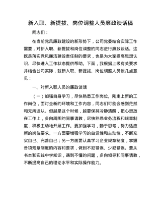 新入职、新提拔、岗位调整人员廉政谈话稿.docx